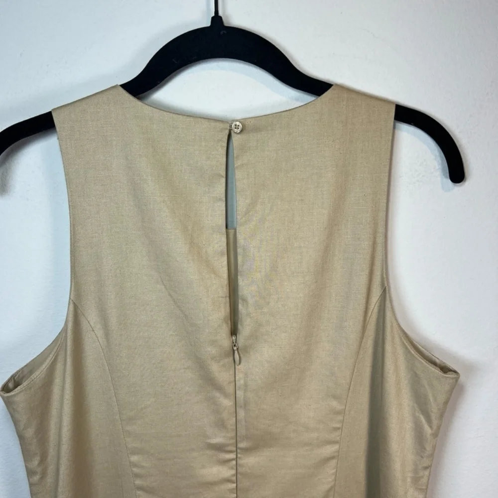 Banana Republic Linen Blend Cropped Wide Leg Sleeveless Jumpsuit Tan Belt Size 6